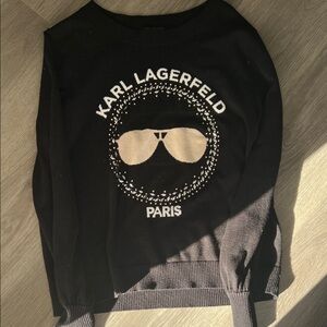 Karl Lagerfeld Black Graphic Crewneck Sweater Like New Condition.